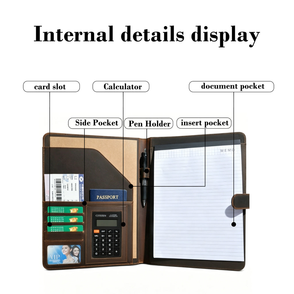 The Executive Folio — Full Grain Leather Padfolio for Work & Travel