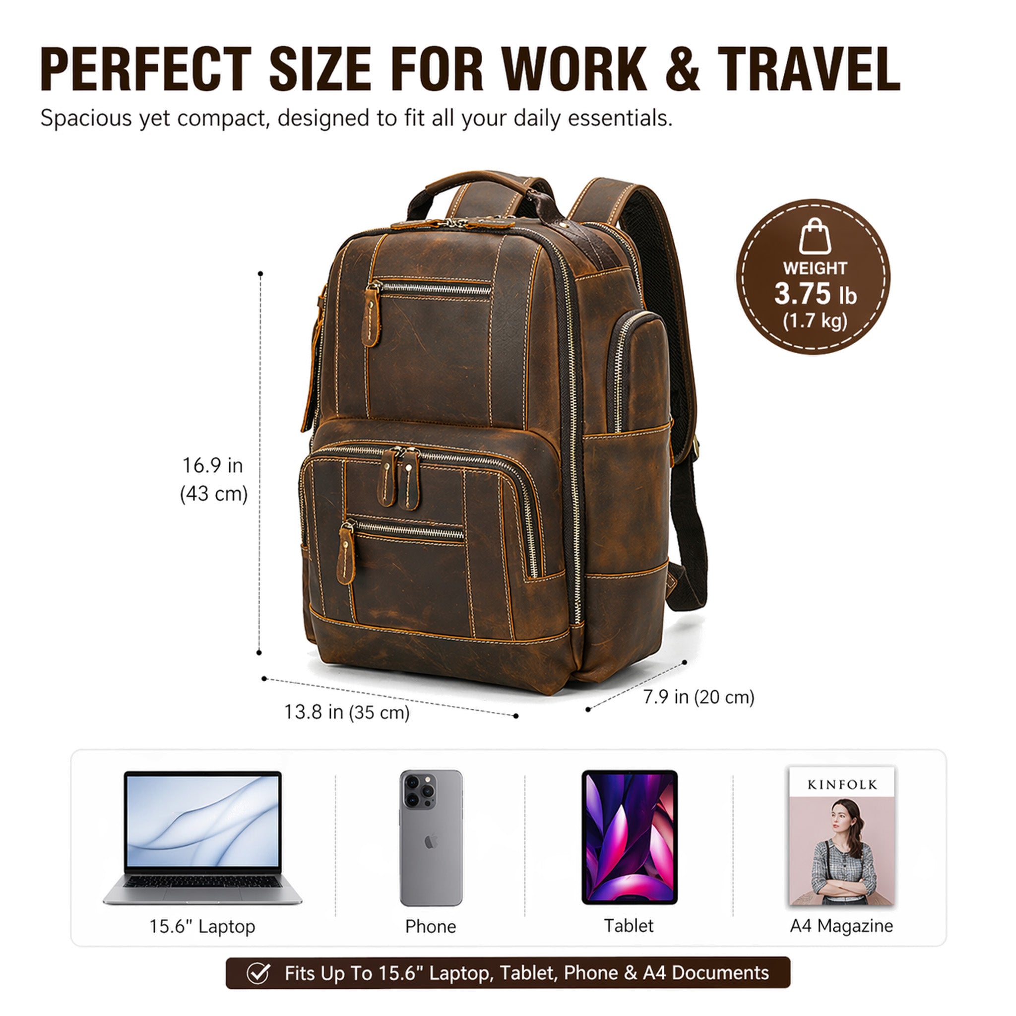 The Rucksack — Full Grain Leather Backpack for Work & Travel