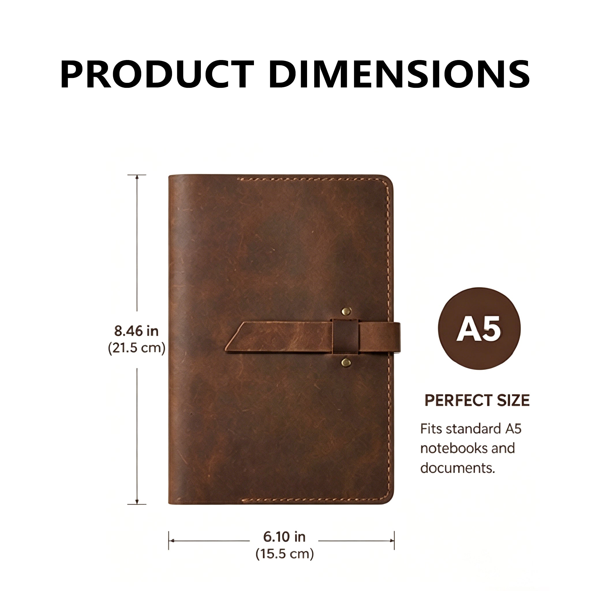 Handcrafted Full Grain Leather Folio — A5 Document Organizer & Manager Clutch