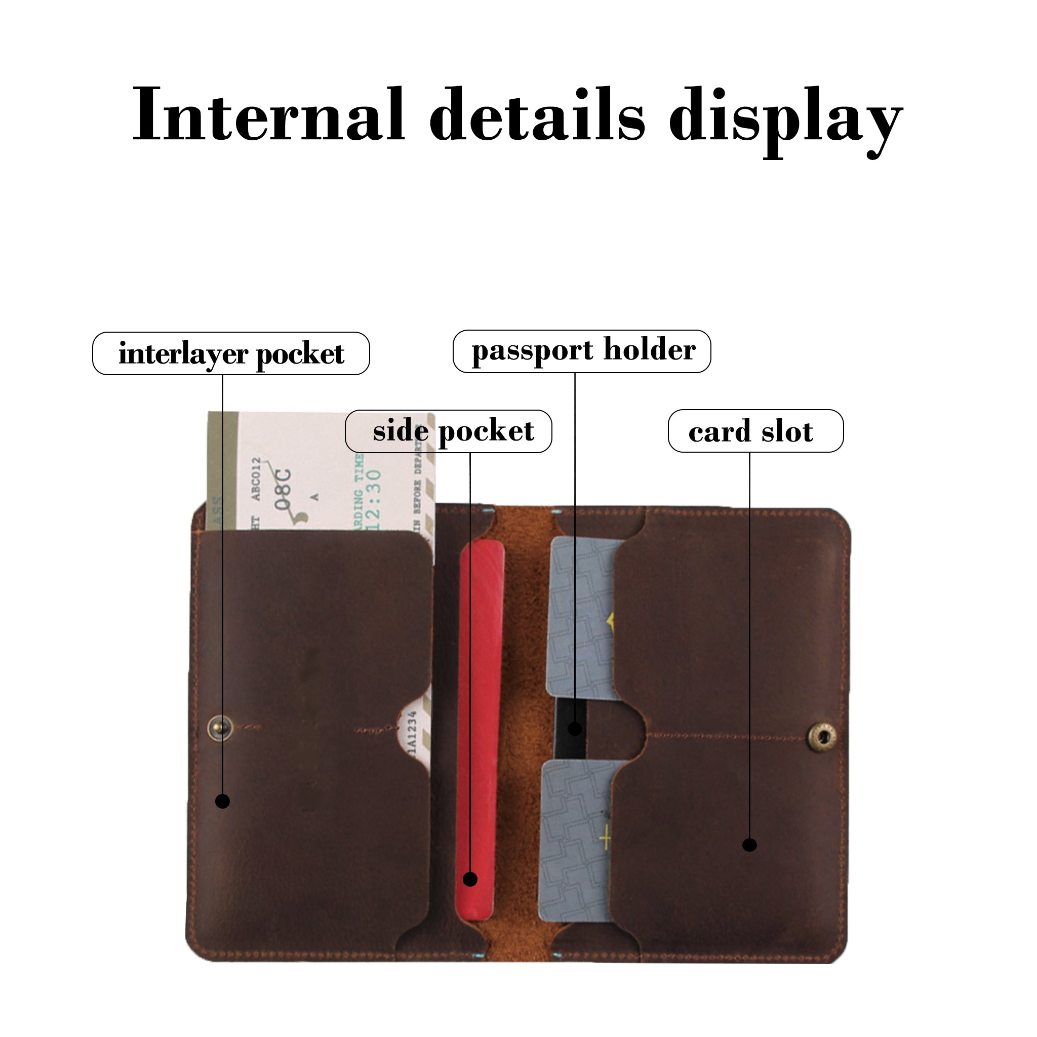 Full Grain Leather Passport Wallet with AirTag Slot – Multi-Slot Card Organizer
