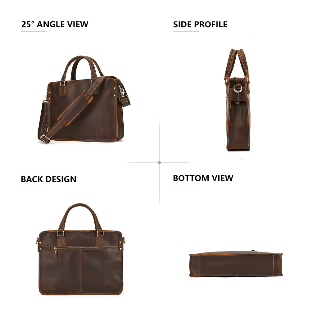 The Attaché — Full Grain Leather Briefcase & Laptop Bag