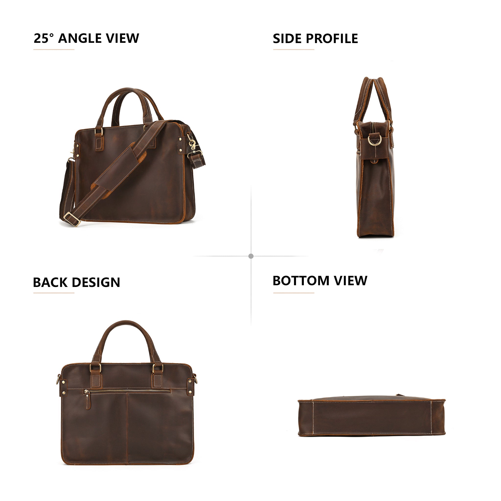 The Attaché — Full Grain Leather Briefcase & Laptop Bag