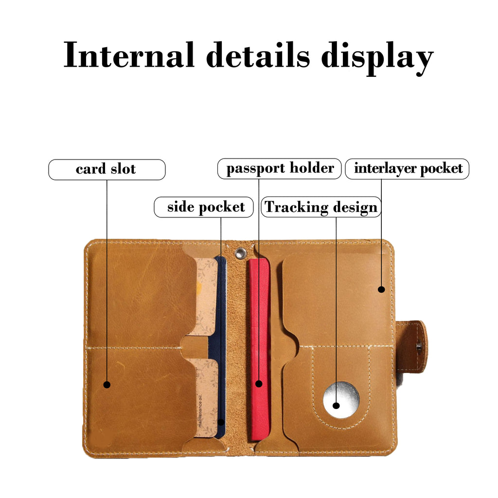 Full Grain Leather Passport Wallet – RFID Blocking Travel Organizer