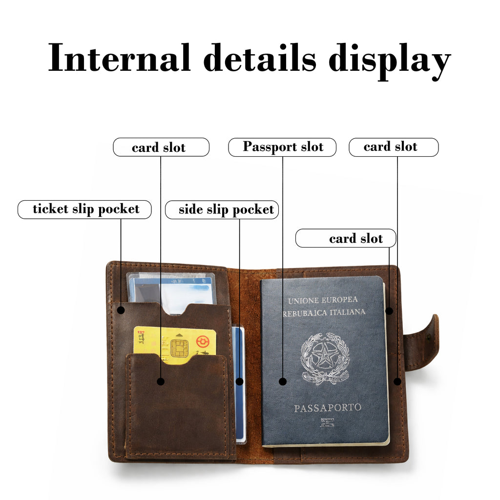 Full Grain Leather Passport Wallet – Multi-Slot Card Organizer