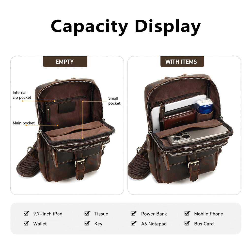 The Sling — Handcrafted Full Grain Leather Crossbody & Chest Bag