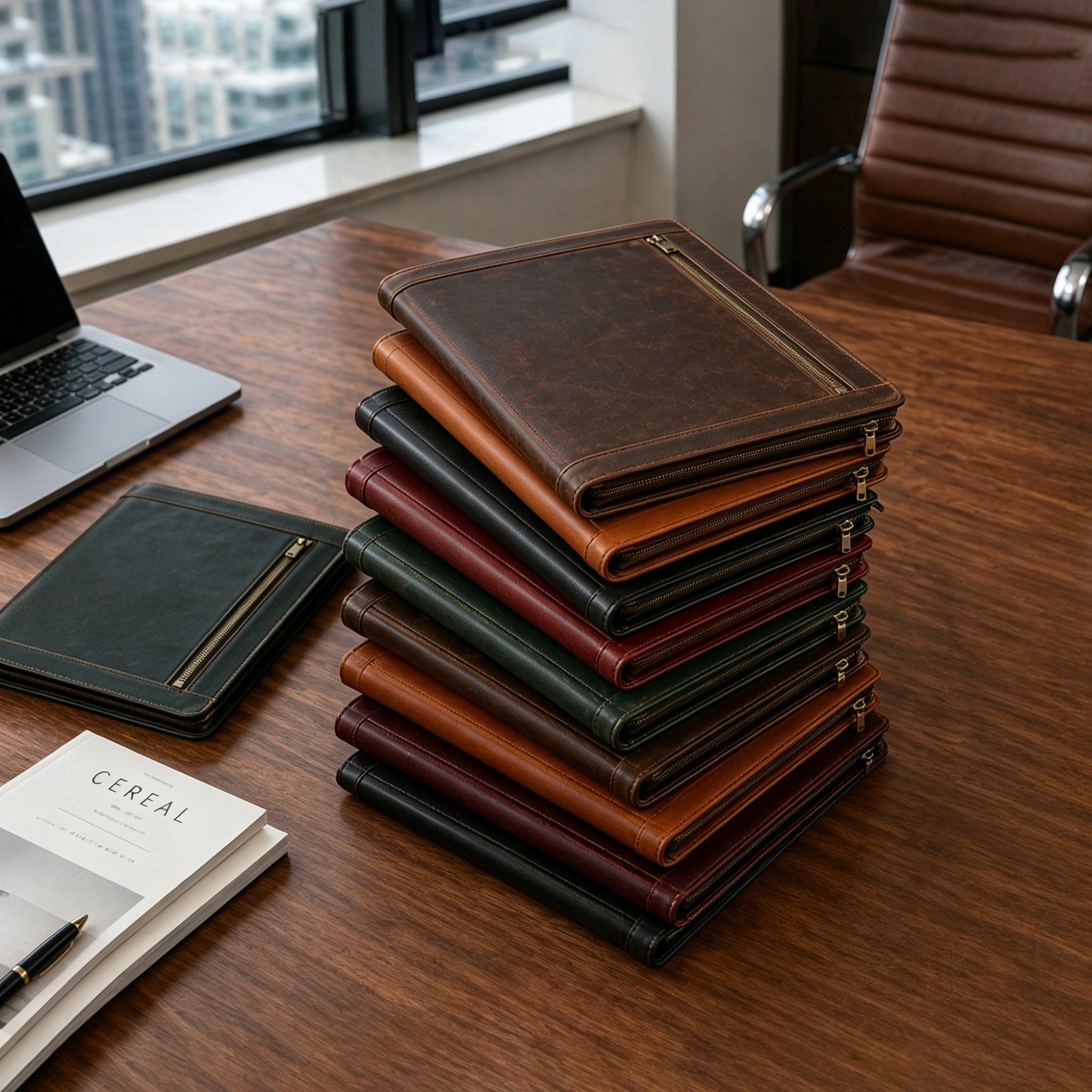 The Desk Folio — Full Grain Leather iPad Sleeve & Mobile Organizer