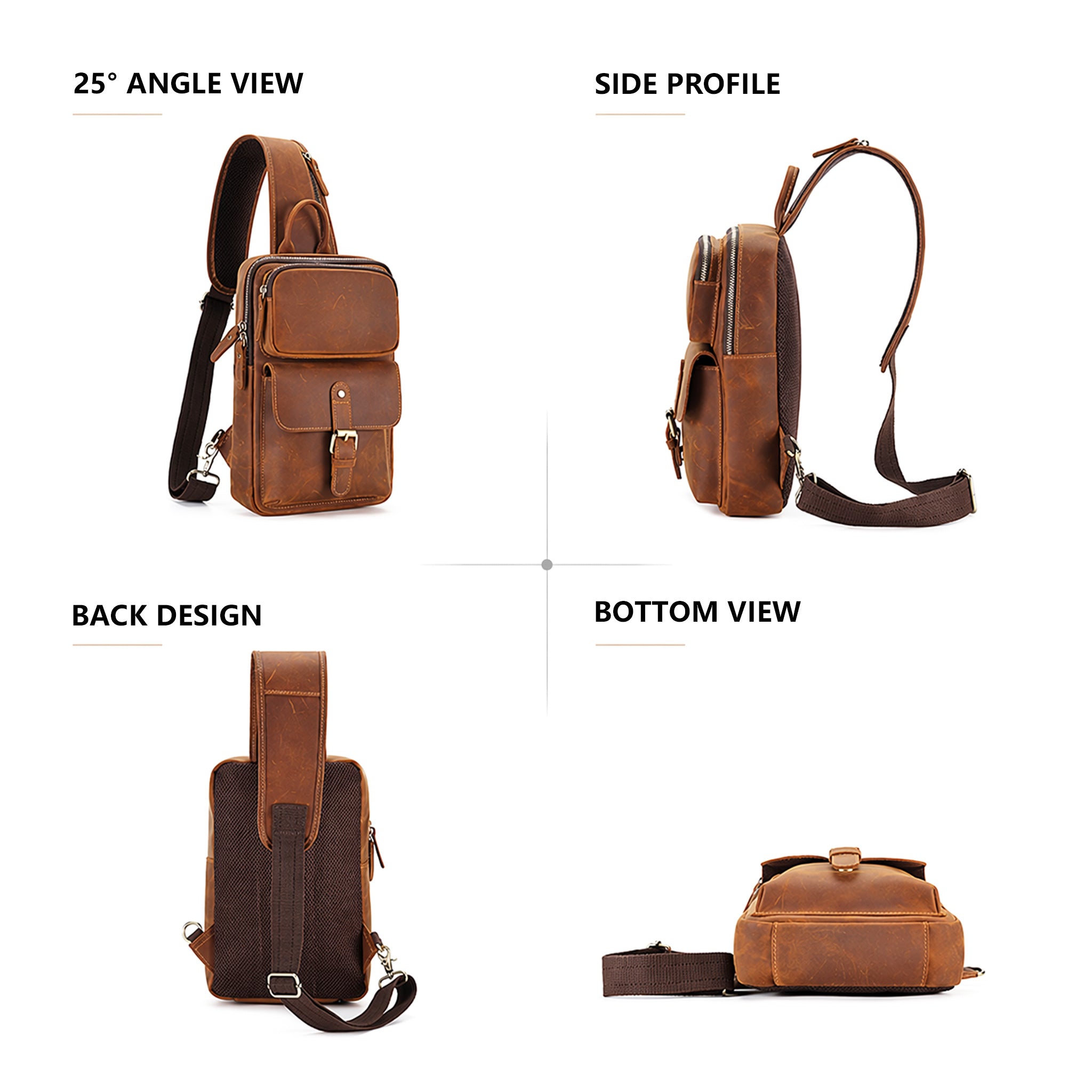 The Sling — Handcrafted Full Grain Leather Crossbody & Chest Bag
