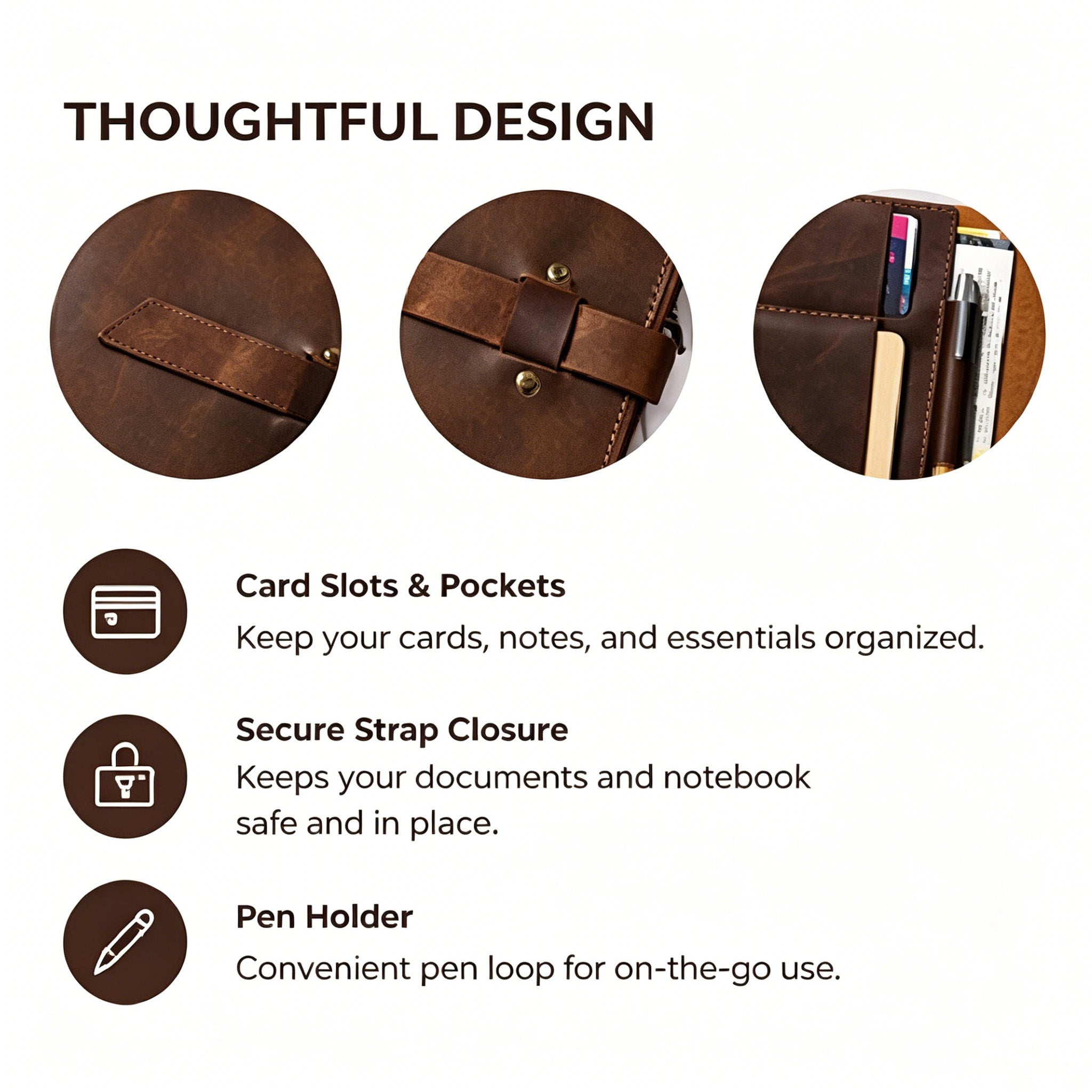 Handcrafted Full Grain Leather Folio — A5 Document Organizer & Manager Clutch
