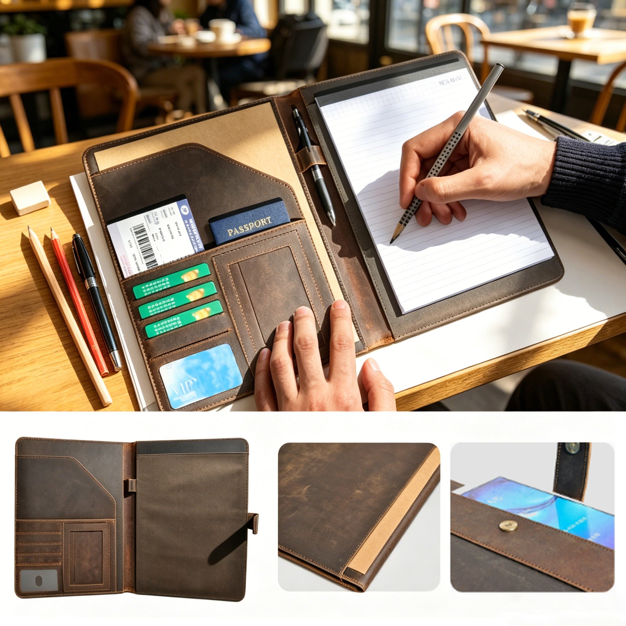 The Executive Folio — Full Grain Leather Padfolio for Work & Travel
