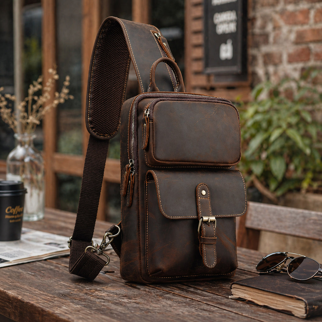 The Sling — Handcrafted Full Grain Leather Crossbody & Chest Bag