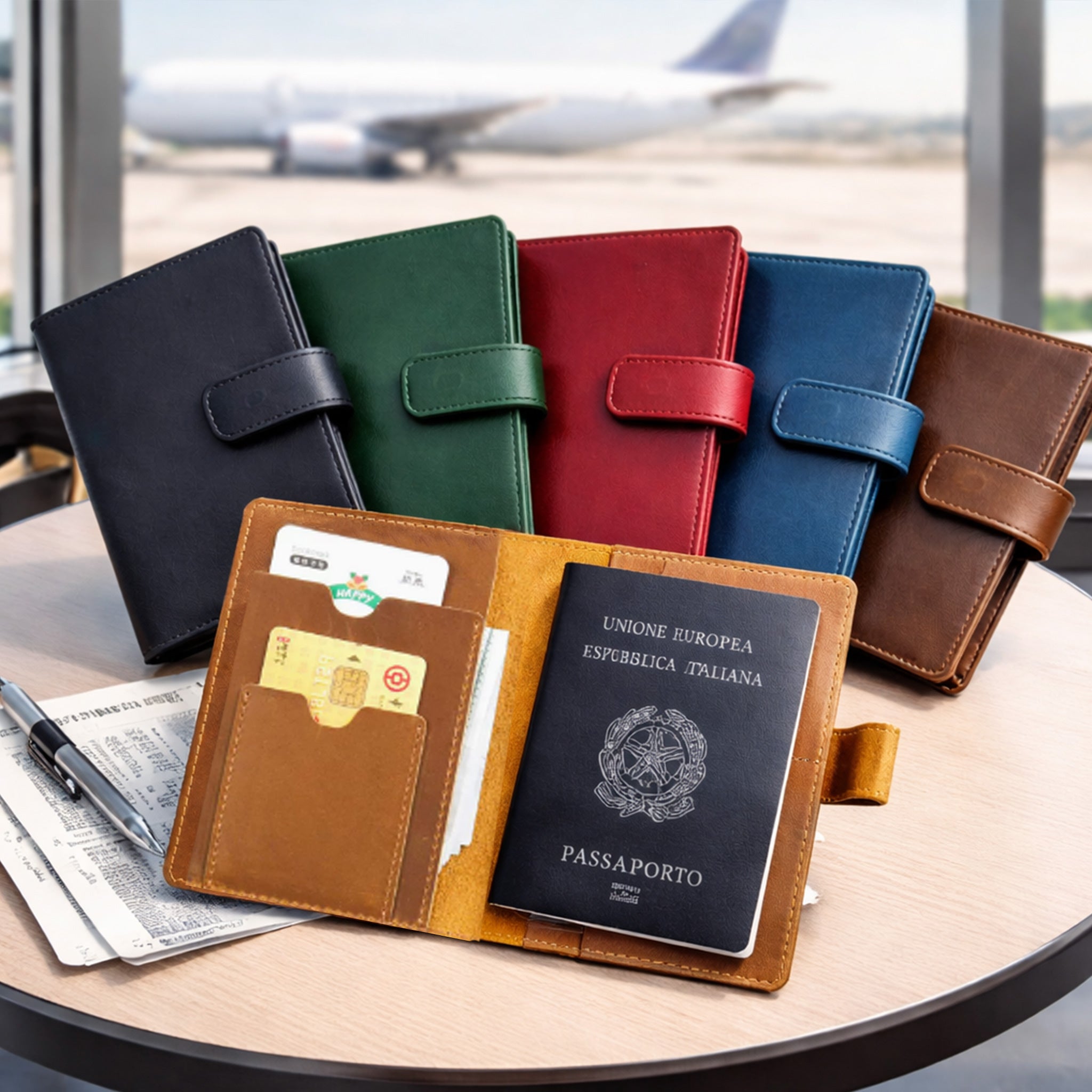 Full Grain Leather Passport Wallet – Multi-Slot Card Organizer