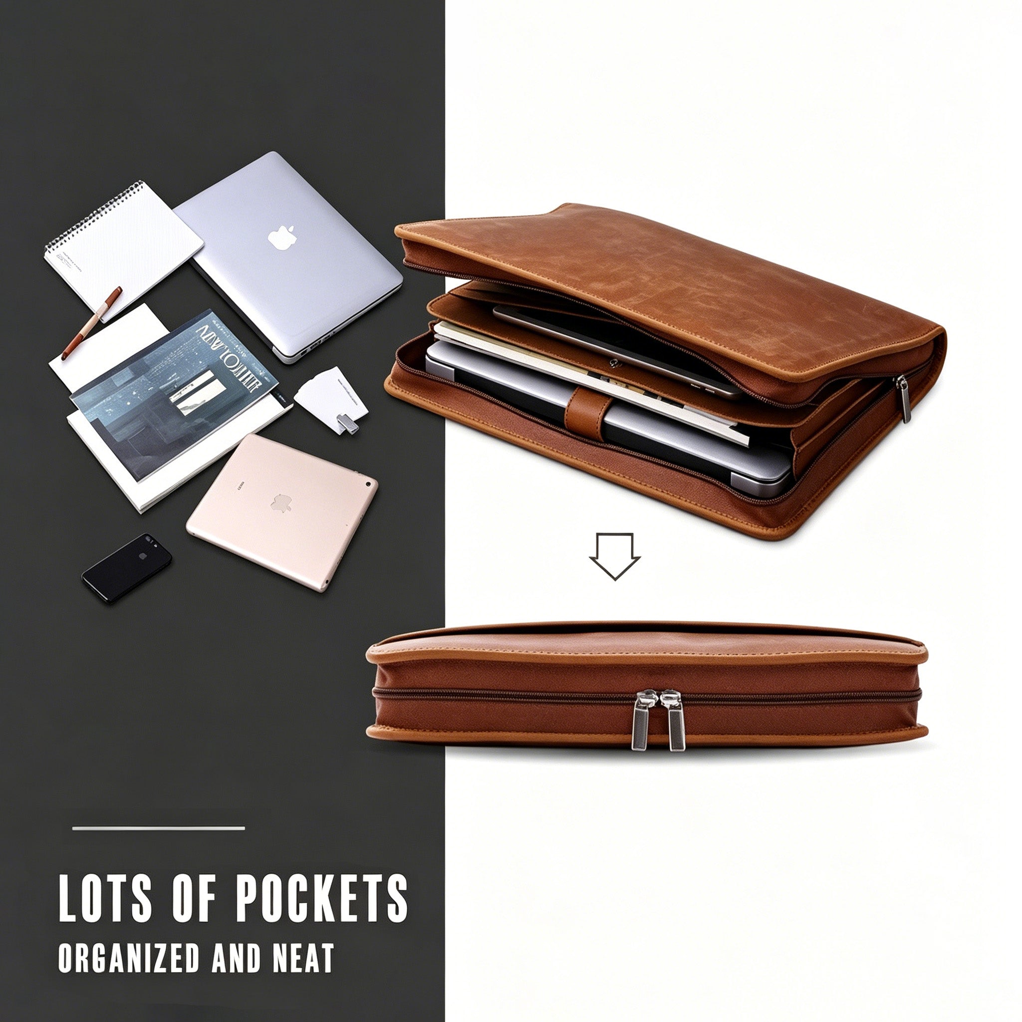 The Venture Folio — Full Grain Leather Zippered Padfolio