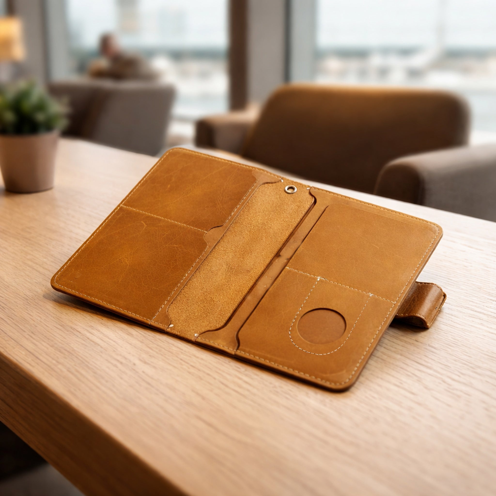 Full Grain Leather Passport Wallet – RFID Blocking Travel Organizer