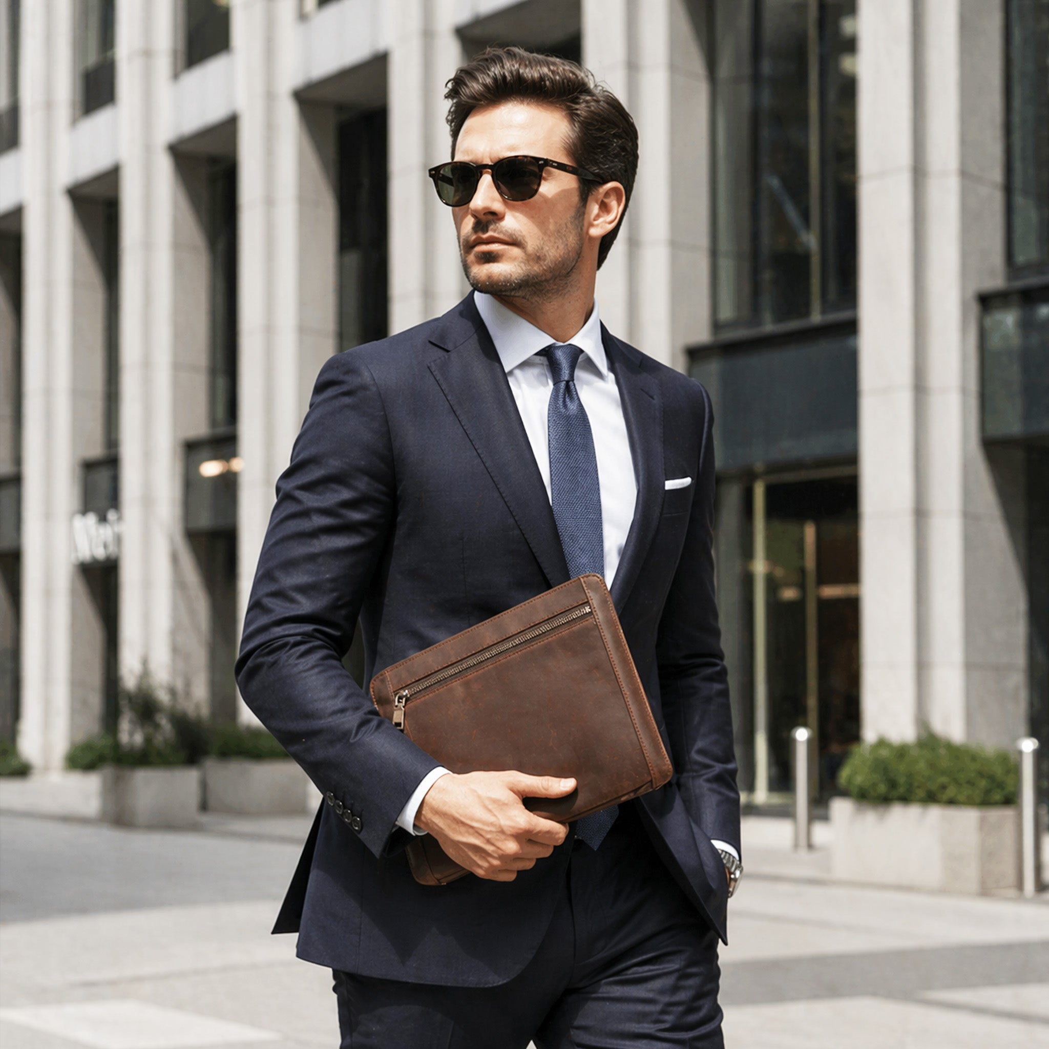 The Desk Folio — Full Grain Leather iPad Sleeve & Mobile Organizer
