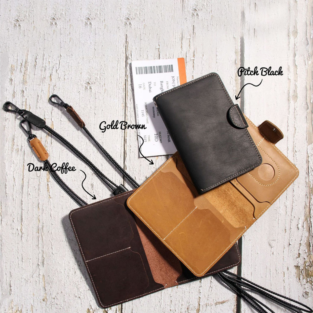 Full Grain Leather Passport Wallet – RFID Blocking Travel Organizer