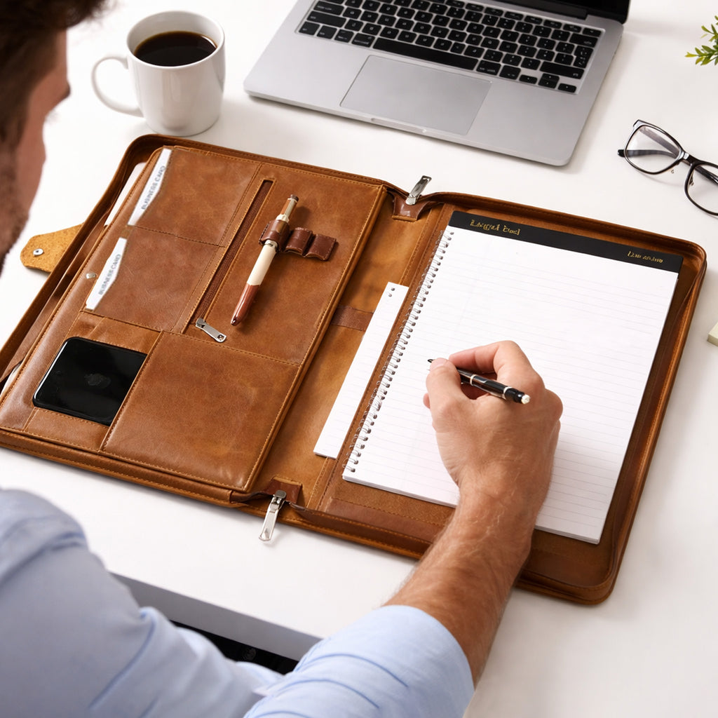 The Venture Folio — Full Grain Leather Zippered Padfolio