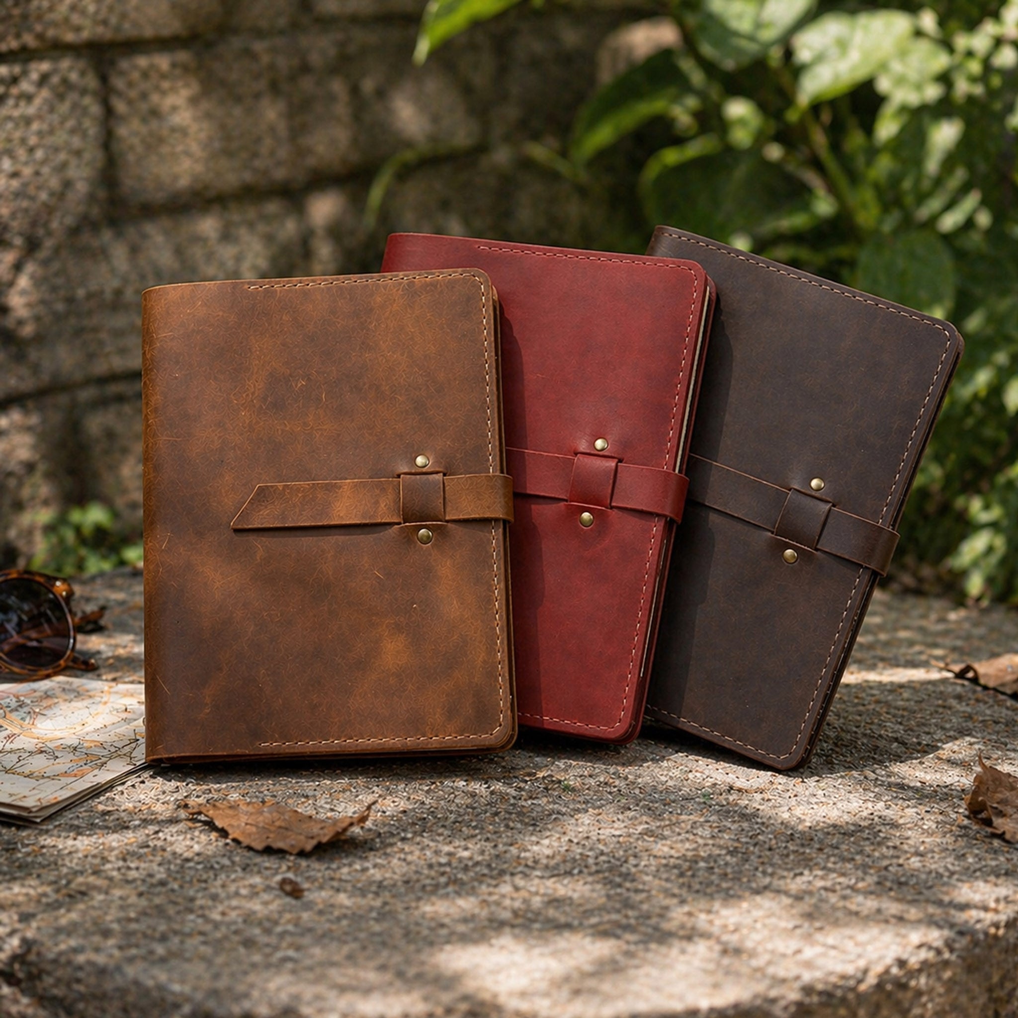 Handcrafted Full Grain Leather Folio — A5 Document Organizer & Manager Clutch
