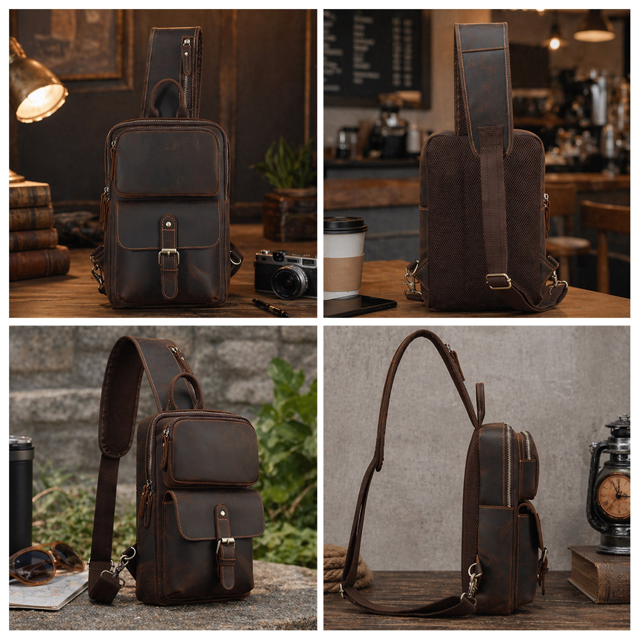 The Sling — Handcrafted Full Grain Leather Crossbody & Chest Bag