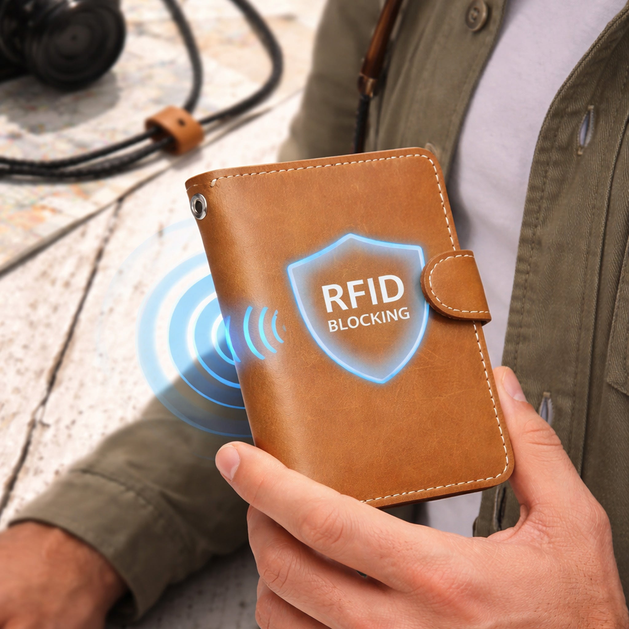Full Grain Leather Passport Wallet – RFID Blocking Travel Organizer