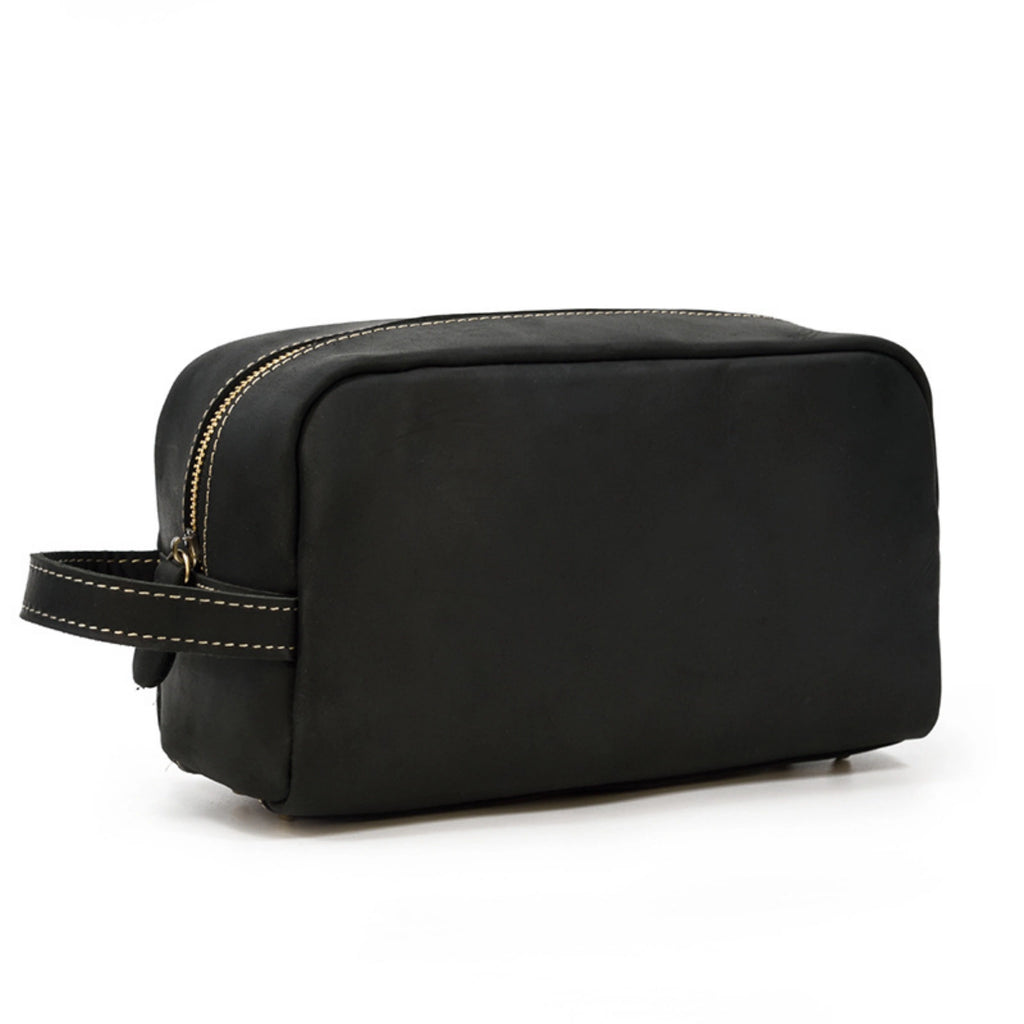 Crazy Horse Leather Dopp Kit — Unisex Travel Organizer