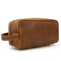 Crazy Horse Leather Dopp Kit — Unisex Travel Organizer