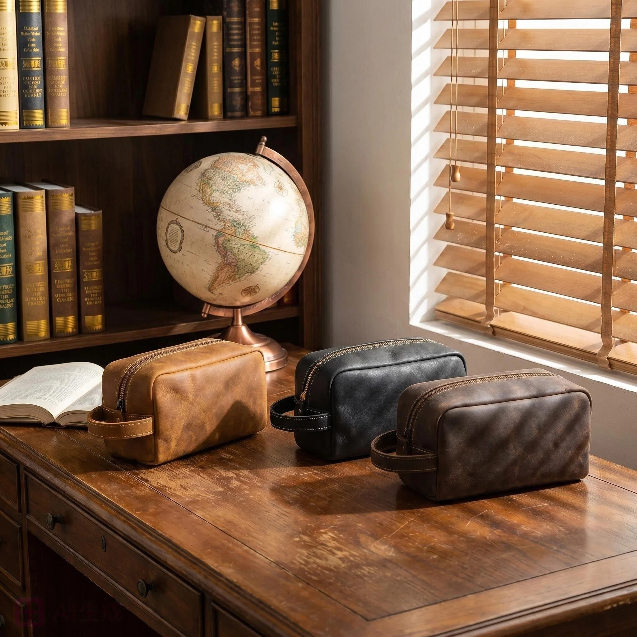 Crazy Horse Leather Dopp Kit — Unisex Travel Organizer