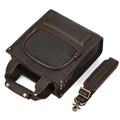 Crazy Horse Leather Satchel — Shoulder Bag with Multi-Pocket
