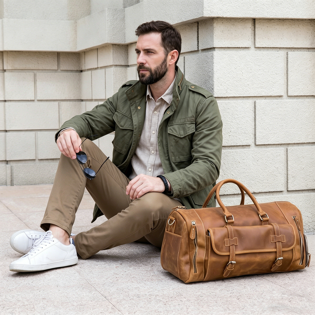 Crazy Horse Leather Duffel Bag | Weekender with Shoe Compartment & Multi-Carry