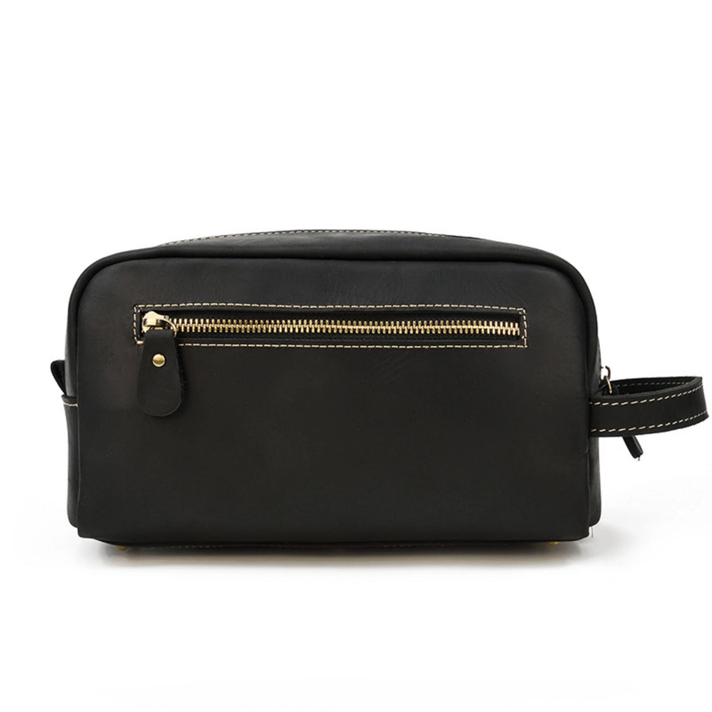 Crazy Horse Leather Dopp Kit — Unisex Travel Organizer
